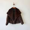 Vintage European and American style large lapel collar mink hair jacket female leopard print large lapel imitation fur coat casual < unk >