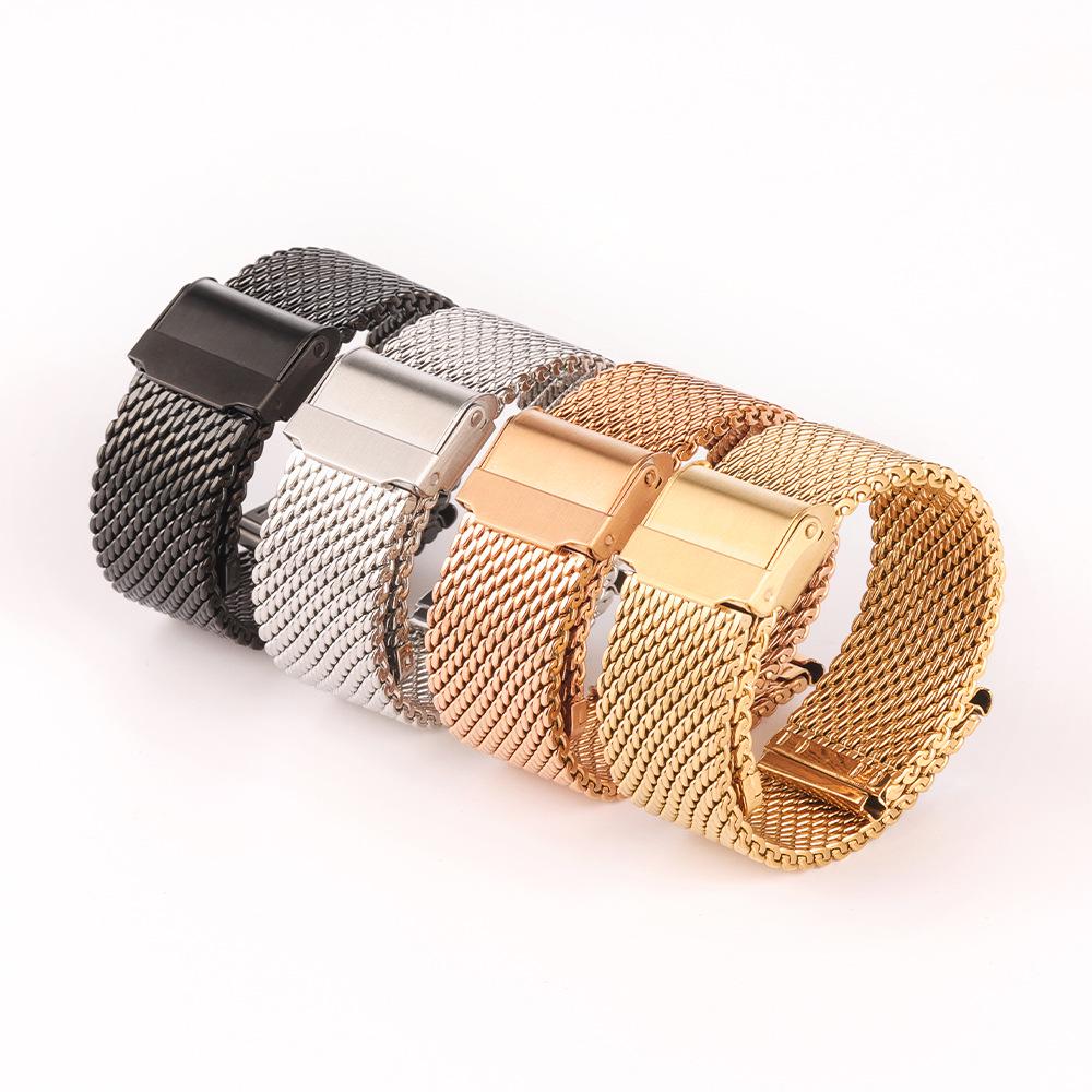 Milan Nise 1.0 Thick Line Double Buckle Watch Strap, Compatible with DW Stainless Steel Mesh, 20/22/24mm.