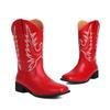 Skinny thick heel medium heel Martin boots  autumn new British style embroidered retro western cowboy boots short boots