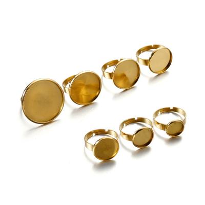 10 Stück 10/12/14/16/18/20/25 mm, kein Verblassen, verstellbare Ringfassungen aus Edelstahl, Rohling/Basis für 10–25 mm Glas-Edelstein-Cabochons