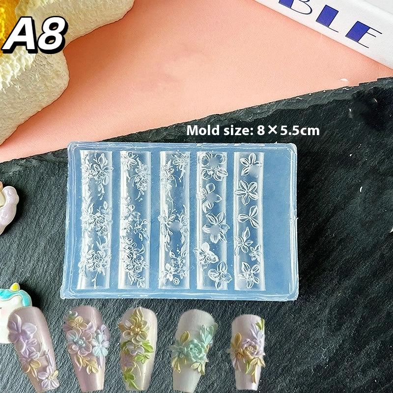 3D Flower Butterfly Nail Art Silicone Mold Multi-style DIY UV Acrylic Resin Nail Decoration Mould for Manicure Salons