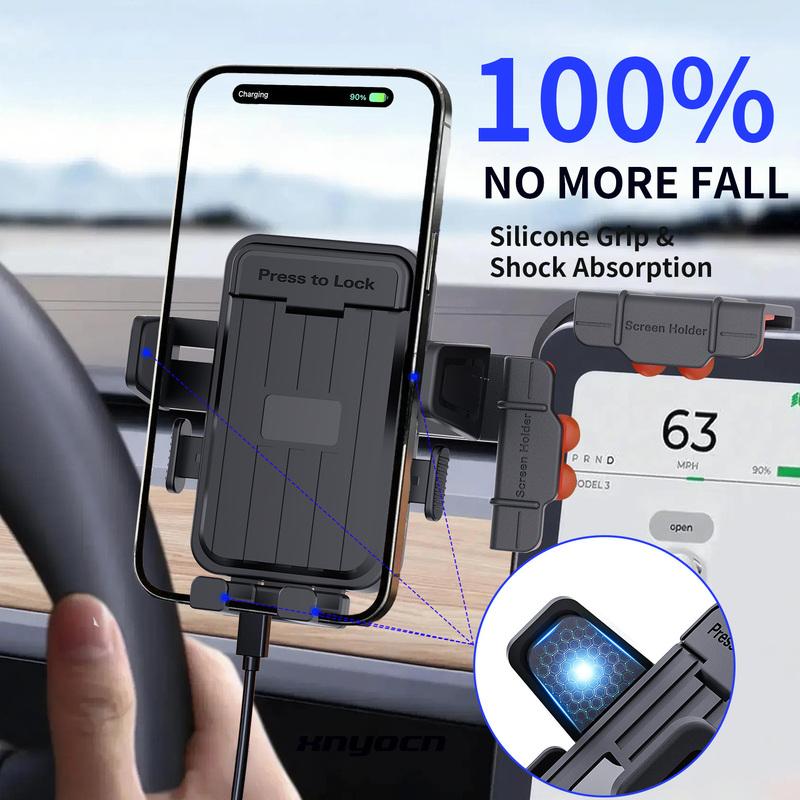 Auto Lock Car Monitor Phone Mount Screen Side Display Clip Holder for 4 To 7 Inch Smartphone Multi Angle Adjustable Brackets