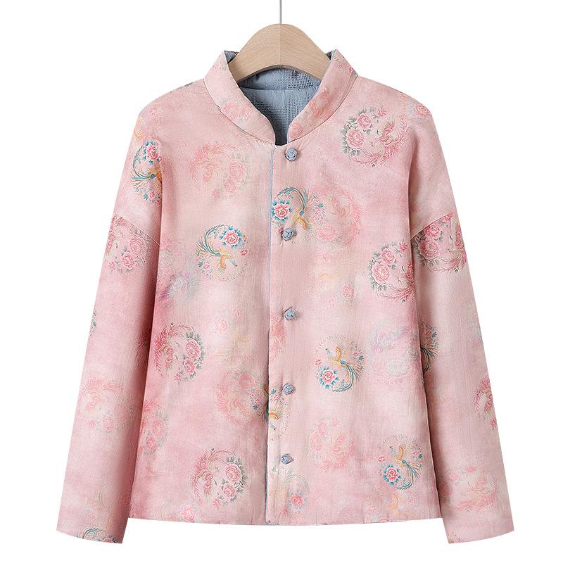 Women's Chinese Retro Style Frog Button Warm Cotton Jacket, Autumn/Winter 2025 Edition