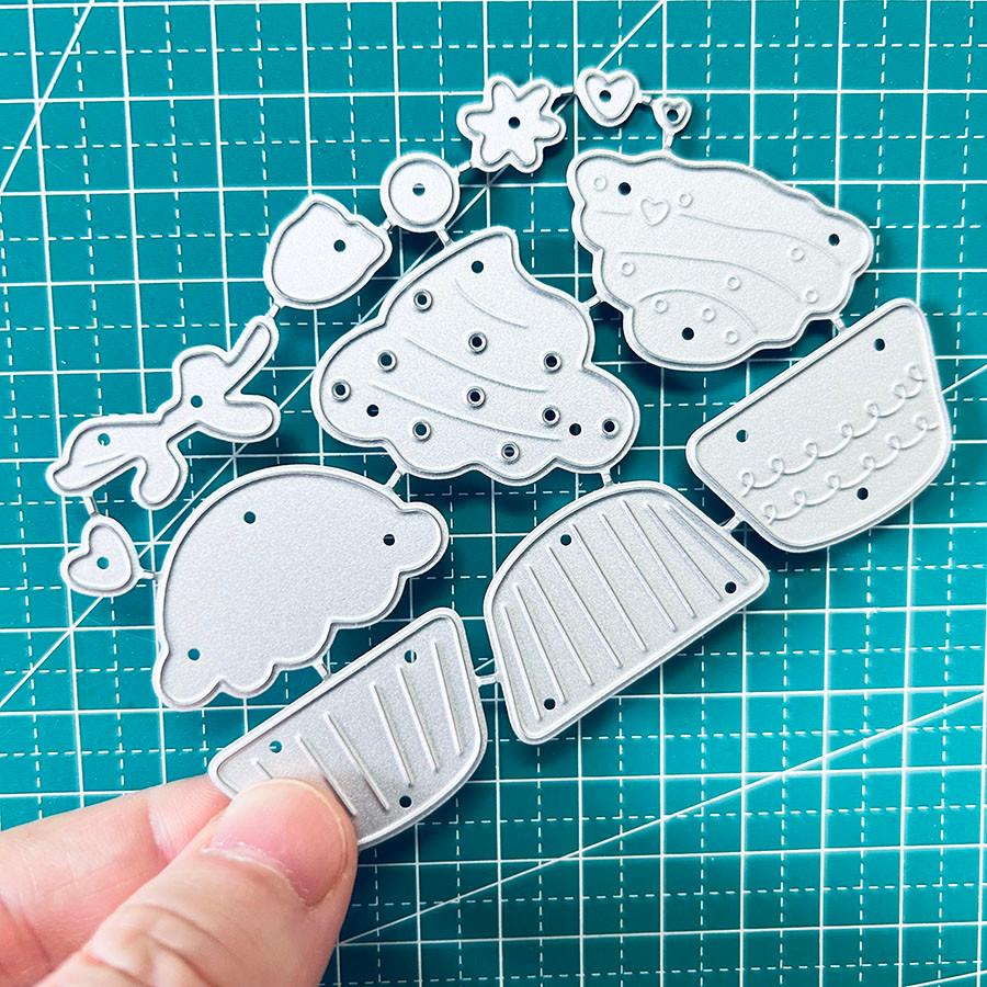 3 Stück Cupcake Stanzformen für Kartenherstellung, Stanzschablonen, Metall Stanzform, Scrapbooking Stanzformen, DIY geätzte Prägeschablone für Basteln
