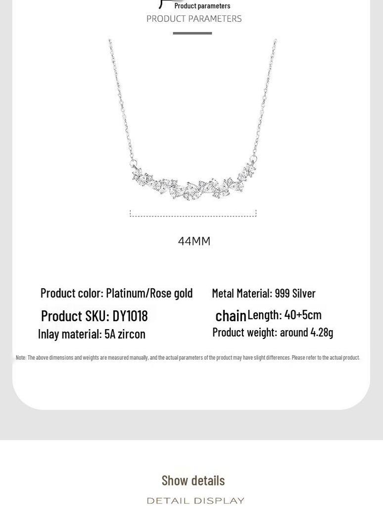 "Wisteria" 999 Pure Silver Necklace: High-End Smile Pendant for Women - Luxury Collarbone Gift Set