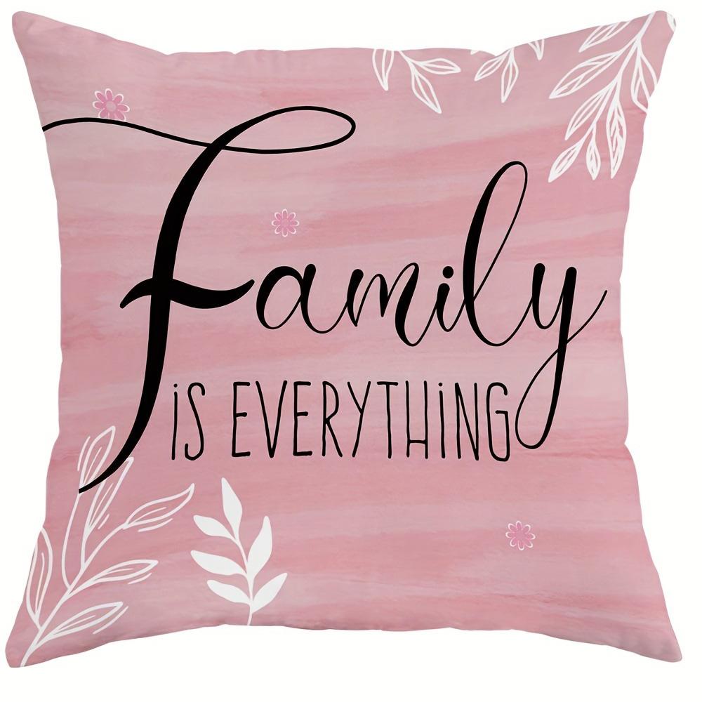 Blooming love pillow cover: cherry blossoms are romantic, warm home and family heart-warming words, sofa cushion cover