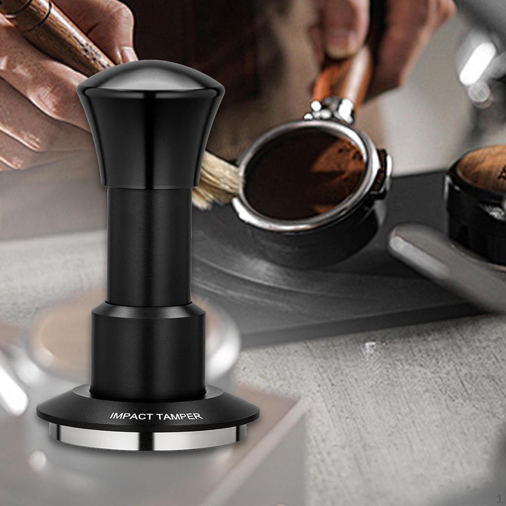 Adjustable Stainless Steel Coffee Tamper with Spring Mechanism, Ideal for Office and Camping