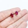 925 Sterling Silver Synthetic Ruby Oval Stud Earrings