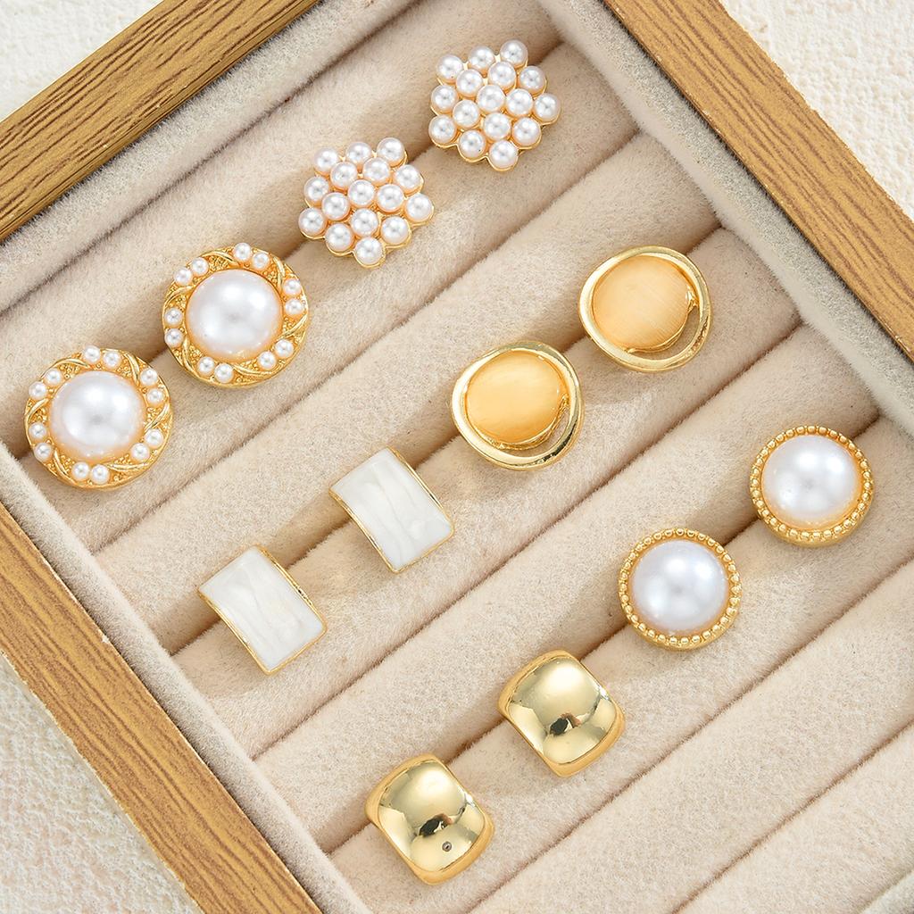 17KM 12pcs French Vintage Earrings Set for Women Fashion Luxury Baroque Geometric Creativity Design Earring Daily Jewelry Gift