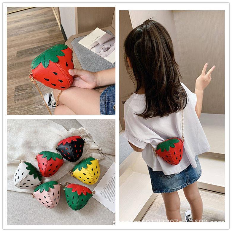 Pu Themed Strawberry Leather Girls Purse Antitheft Shoulder Bag Gift Toddler