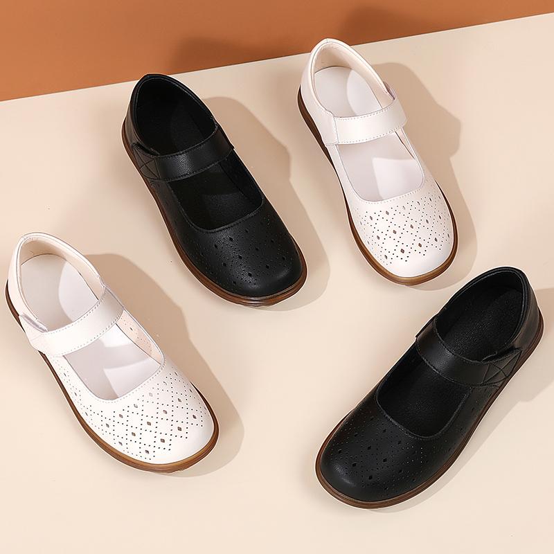 Mocasines de verano de piel auténtica, zapatos casuales para mujer, mocasines suaves con punta puntiaguda, calzado para mujer, zapatos planos para mujer, color blanco