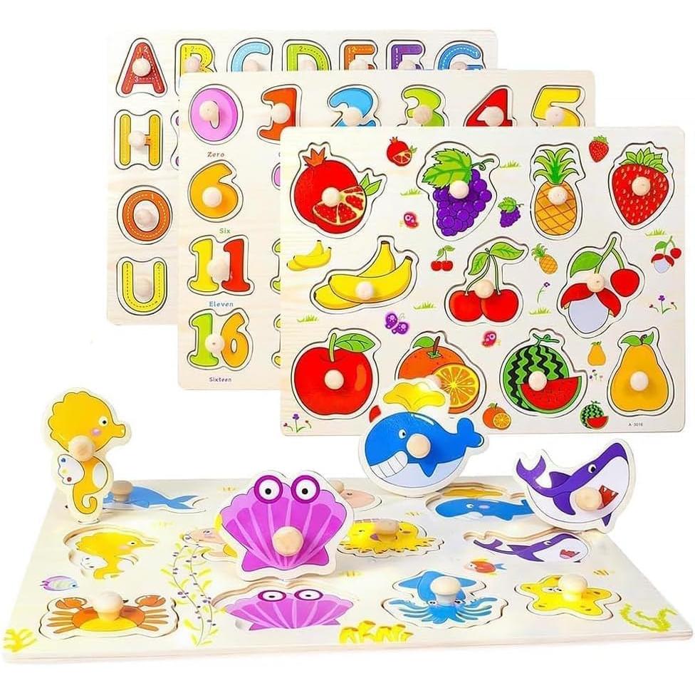 Wooden Puzzle for Children, Fitted Puzzle, Baby Montessori, 1 2 3 Years Old, Early Childhood Development, Shape Matching, Shape Recognition, Color