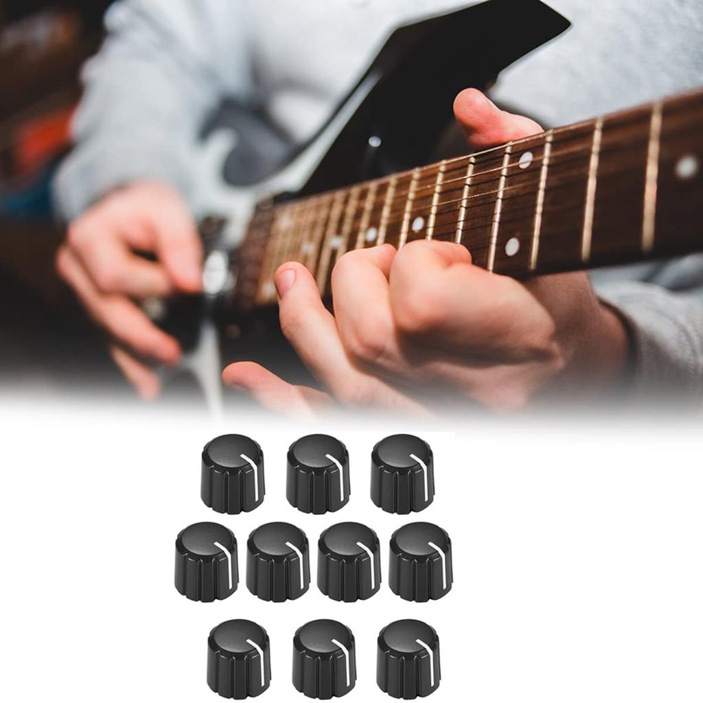 Ahvqevn Electric Guitar Volume and Tone Potentiometer Control Black 6mm Knobs, 10pcs, Knobs, D-Type