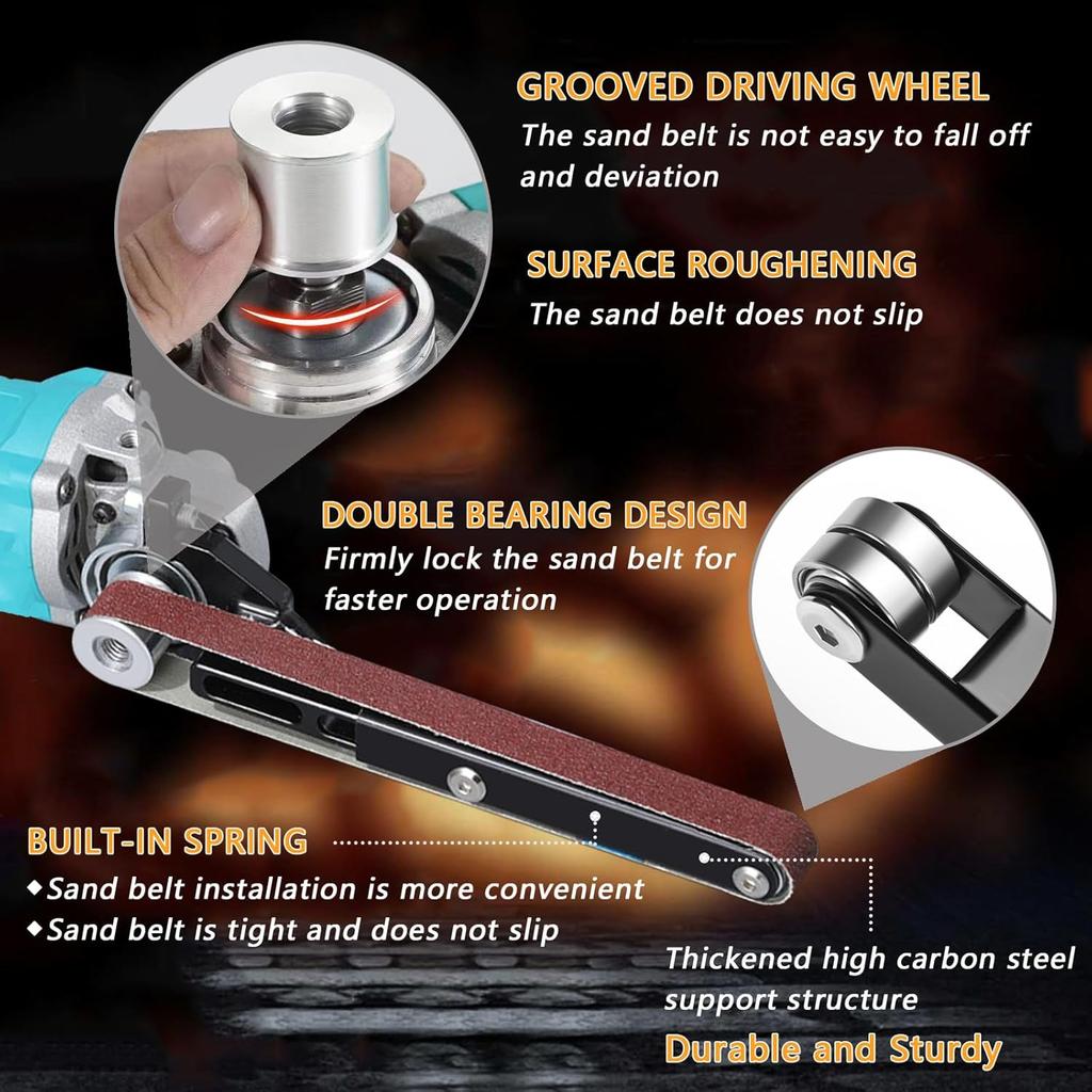 Belt Sander Attachments for Angle Grinder, Detailing Bandfile Sander Adapter, US 5/8-11 Thread, Suitable for Welding Points Grinding, Woodworking and