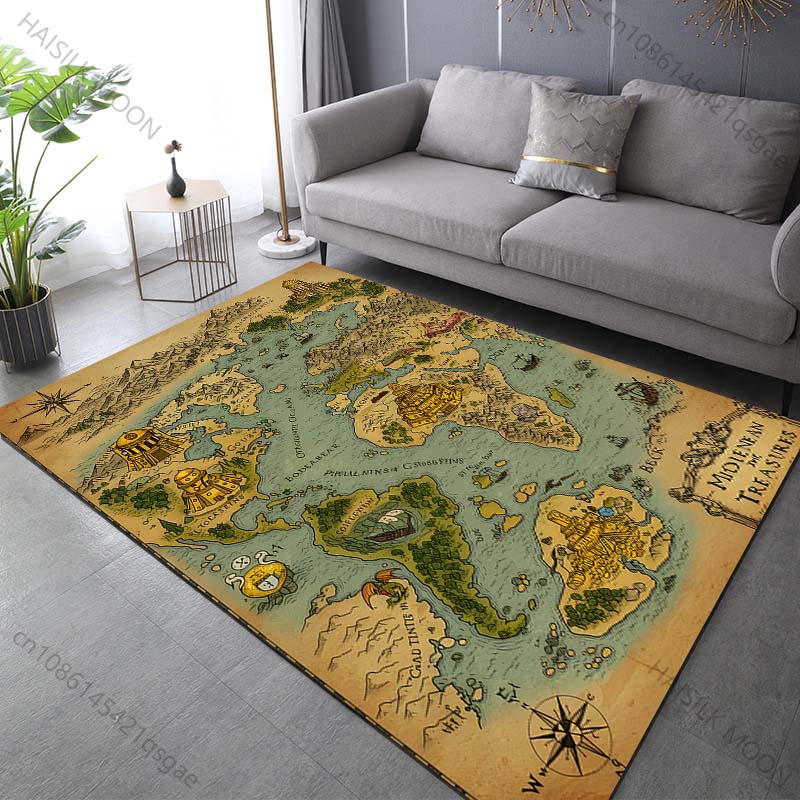 1PC Legendary Treasure Map Carpet for Living Room Bedroom Sofa Home Decor Non-slip Floor Mat Modern Rugs Luxury Gifts