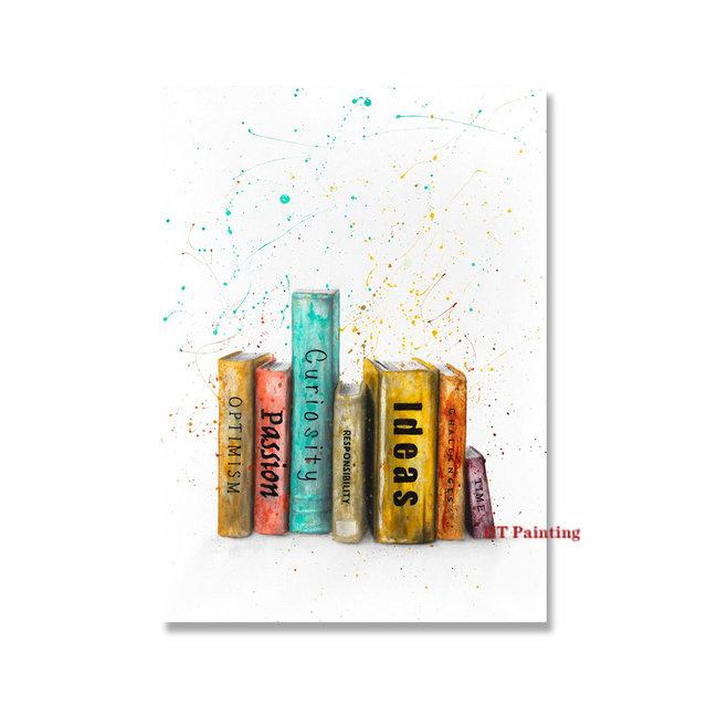 Citind Cărți Poster de Studiu Culoare Splash Desen Animat Pasăre Drăguță Educație Imagini de Perete Pictură pe Pânză Cameră Copii Decor Acasă