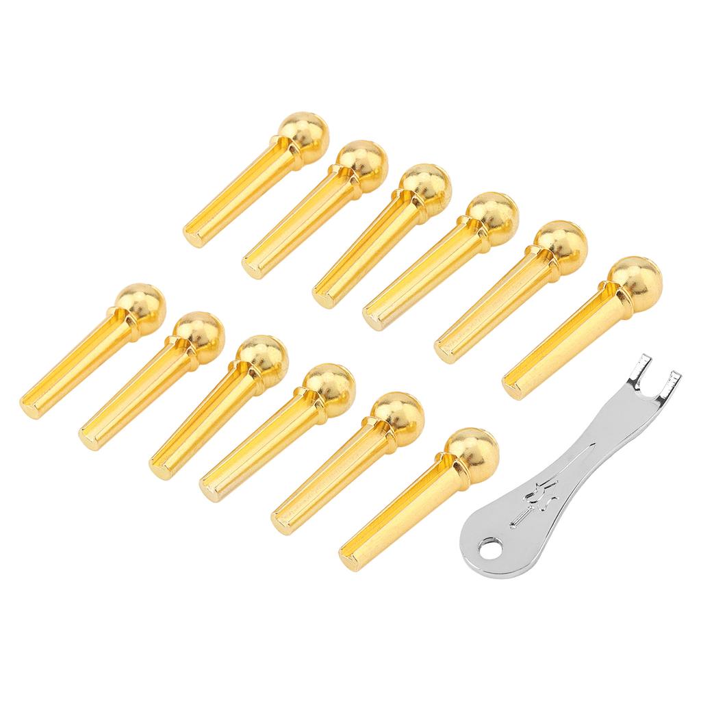 12pcs Brass Guitar Bridge Pins Acoustic Guitar Pin Puller Enhanced Tone Solid Brass