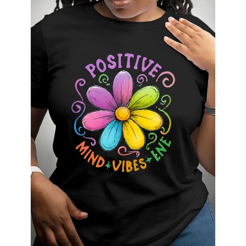 

Featuring a Colorful Psychedelic Flower Design, Available in Various Colors, Perfect for Summer Women S Wear, Casual Short-Sleeved T-Shirt 4XL