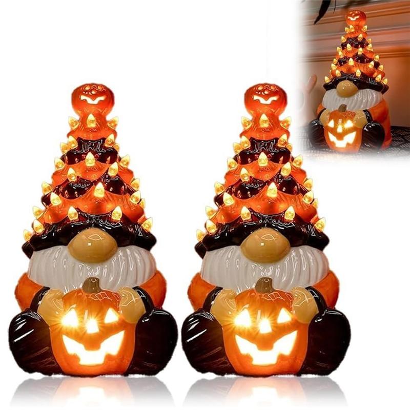 AB34-2Pcs Halloween Dwarf Decoration With Light Handmade Dwarf Lamp Halloween Decorations For Indoor Outdoor Decorations
