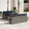 7 Piece Garden Sofa Set with Cushions Gray Poly Rattan