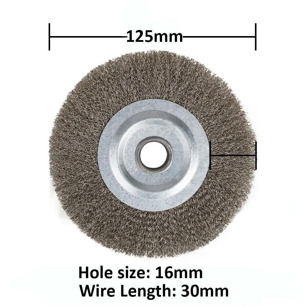 1-3PCS Crimped Wire Wheel Brush 125mm Stainless Steel Wire Brush Derusting Crimped Wheel Drill Brush Polishing Rust Removal Tool