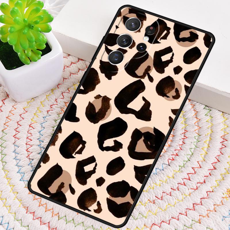 Tan Leopard TPU Phone Case For Samsung Galaxy note 10 pro S26 S25 S24 S23 S22 Ultra Plus S21 FE S20 Shockproof Cover