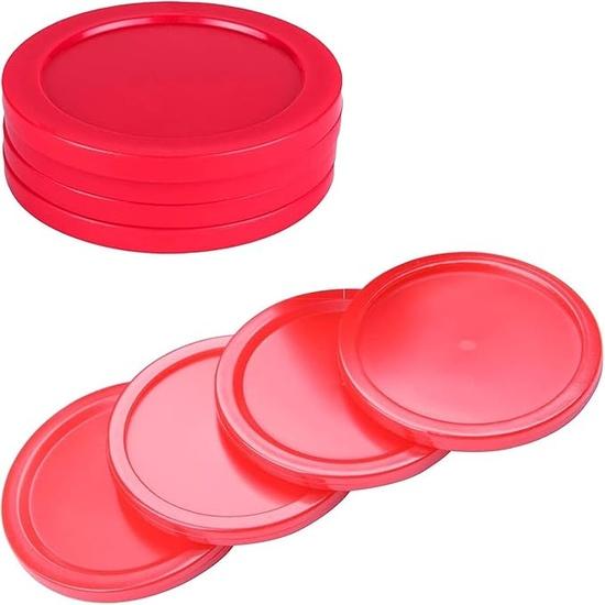 KNK 70mm Air Hockey Puck Set, Multi Colour Replacement Pucks for Air Hockey Table, 12g Plastic Pack of 4/8, No Pushers (Red - Pack of 4) красный