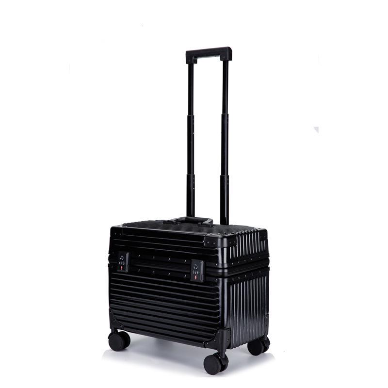 18-Inch Flip-Top Carry-On Suitcase with 20-Inch Aluminum Frame, Universal Wheels, and Small Lock for Men and Women