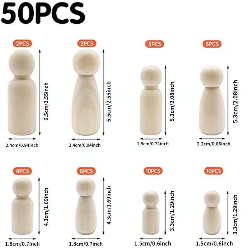 50 Τεμάχια/Κουτί Βαμμένη Ξύλινη Φιγούρα Ξύλινα Μανταλάκια Κούκλες 35-65 χιλ. Ξύλινα Διακοσμητικά DIY Κούκλα Άνθρωποι Τέχνες Χειροτεχνίες Ξύλινα Μανταλάκια Κούκλες