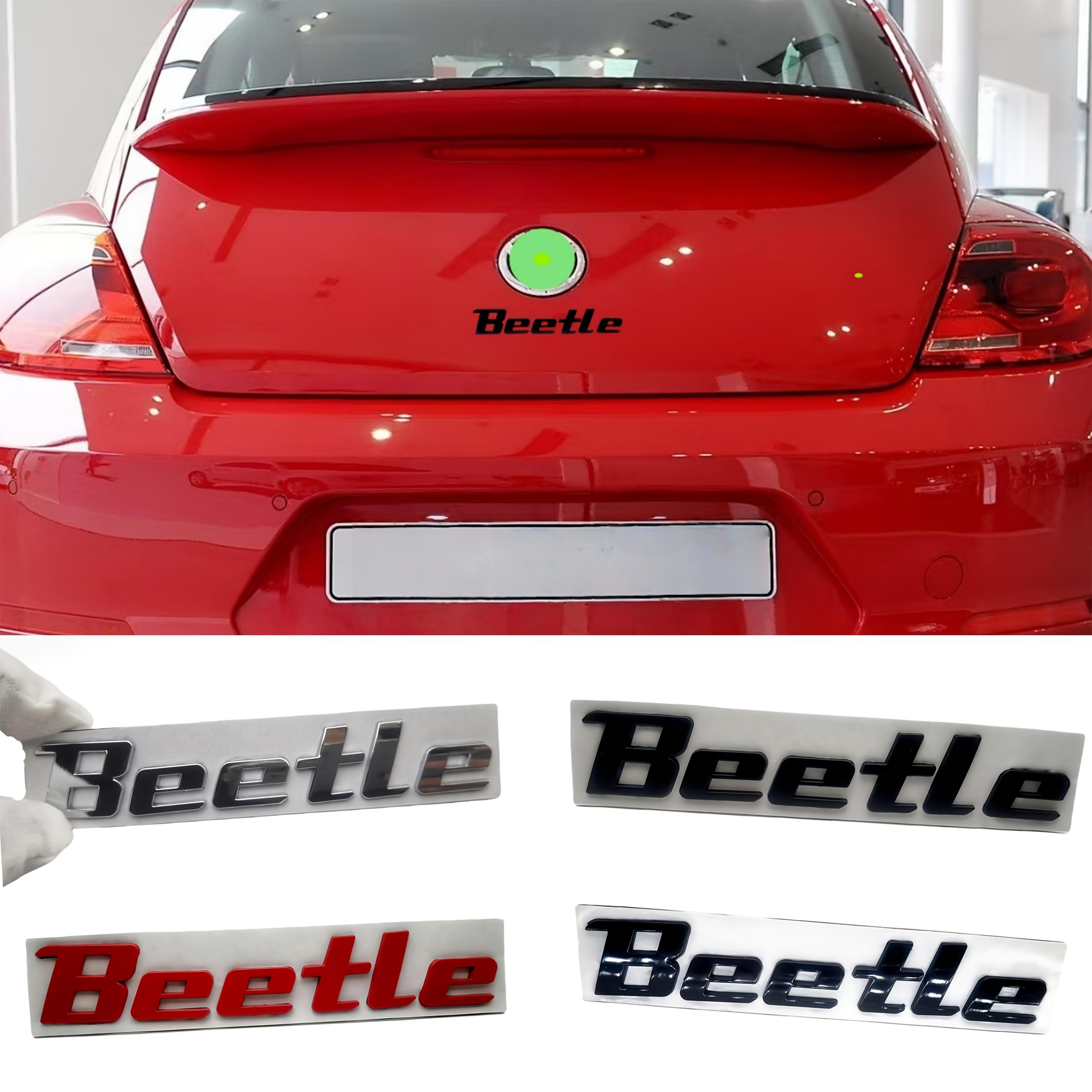 

1pc Metal Beetle Letters Sticker, Car Rear Trunk Emblem Badge Sticker for Beetle Decoration Decal Glossy Black