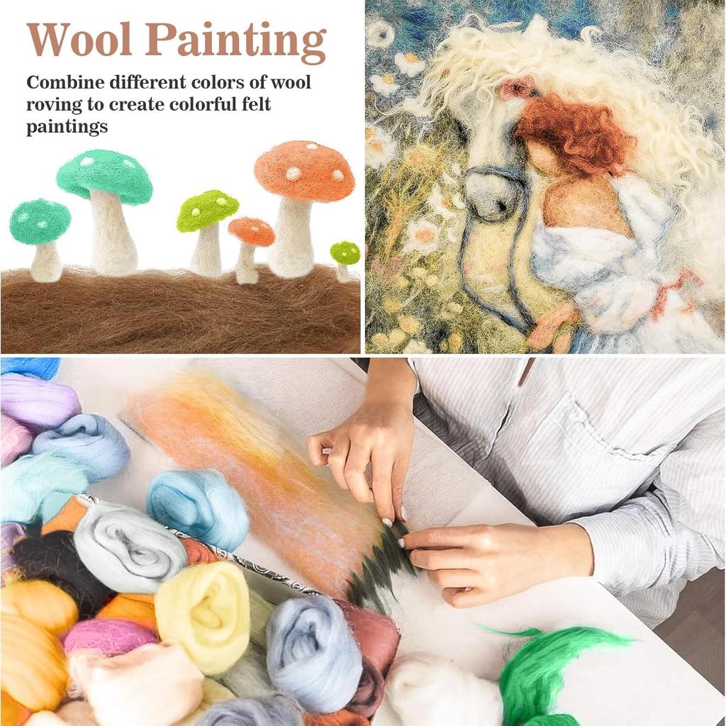 40pcs Felting Wool Roving - Core Wool Roving Bulk Spinning DIY Craft Mix Color Needlework Craft 3g/Color