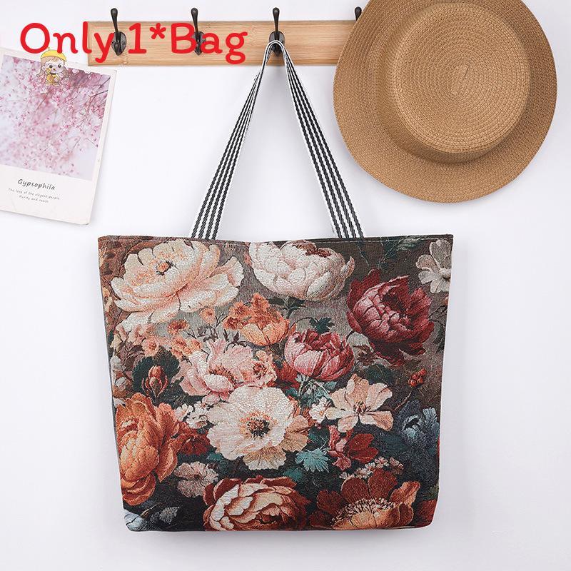 Elephant Hello Kitty Butterfly Embroidered Canvas Tote Bag With Seamed Stitching For Daily Use