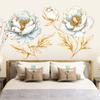 Gold Leaf Flower Wall Sticker Removable Self-Adhesive Background Decor for Bedroom Living Room Home Decoration