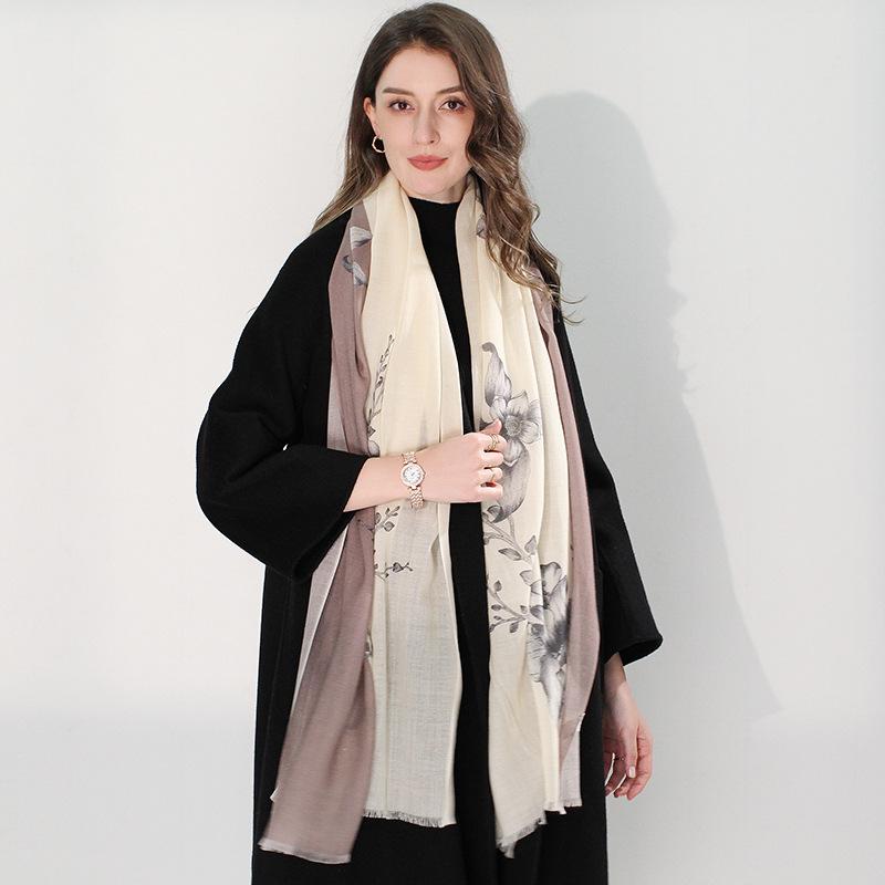 Winter Wool Scarf Women's Long Thermal Scarf Shawl Dual-purpose