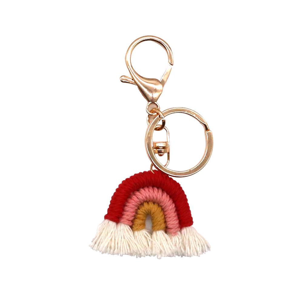 Nordic Rainbow Woven Tassel Keychain Pendant - Ethnic Style Ornament for Bags & Cars