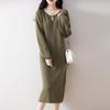Women Sweater Dress 100% Wool MODERN NEW SAGA O-neck Knit Long Pullover Winter Jumpers Wool Long Dress Female