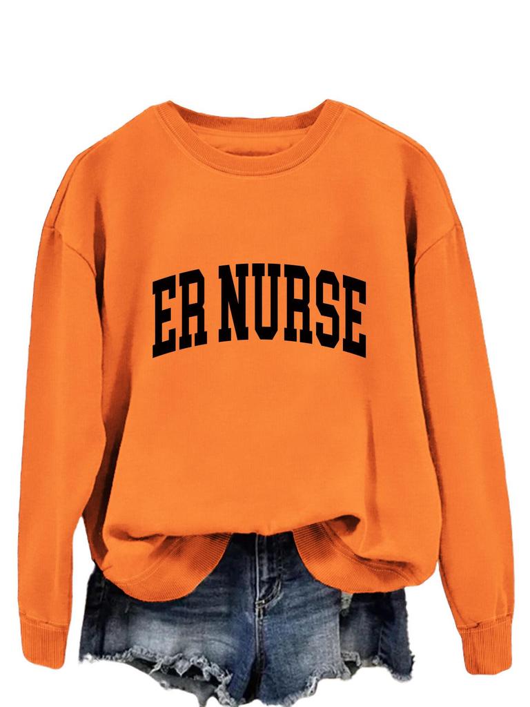 Spring-Fall ER Nurse Hoodie - Casual Round Neck Top