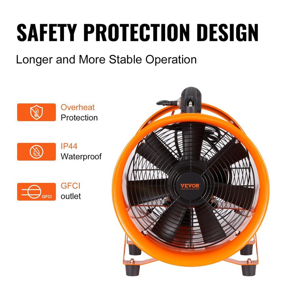 254mm Portable Extractor Fan Blower 10m Duct Hose Ventilator Industrial