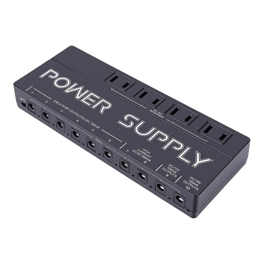 Guitar Effects Pedal Power Supply 10 Output Noise Reduction 9V 12V 18V Effect Pedal Power Supply Aluminum Alloy Case