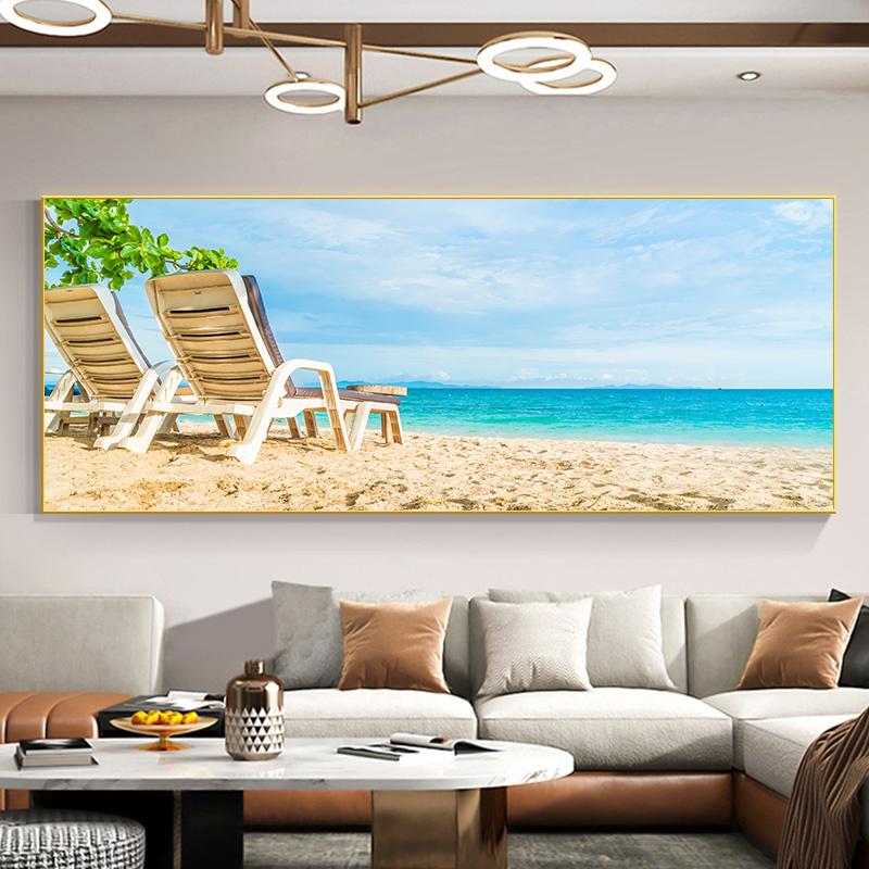 Naturalny Morski Pejzaż na Płótnie Obraz Sztuka Ścienna Pejzaż Wakacje Błękitne Niebo Plakaty i Druki do Salonu Dekoracja Domu