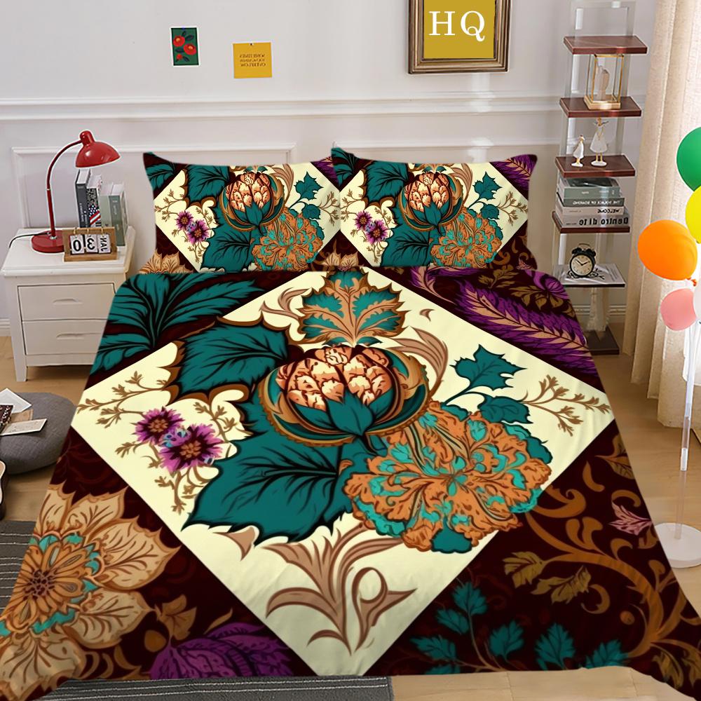 Set Biancheria da Letto Matrimoniale Alta Qualità Fiori Stampa 3D Copriletto Donna Decorazione Camera da Letto