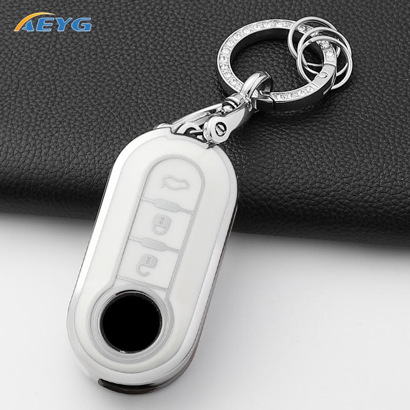 Car Key Case Cover for Fiat 500 Ducato Panda 500L Punto Lancia Musa for Citroen Car Keyring Luxury Keychain Interior Accessories