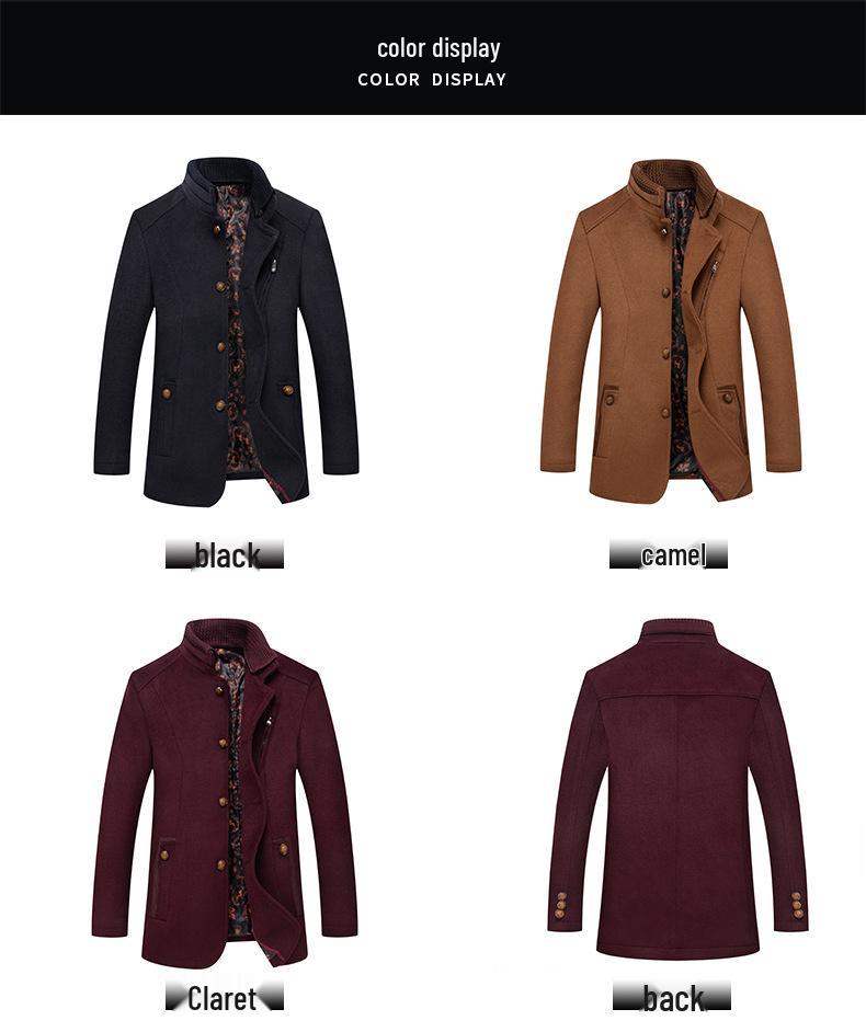 Męski wełniany płaszcz z podwójną klapą - Modne okrycie wierzchnie jesienno-zimowe