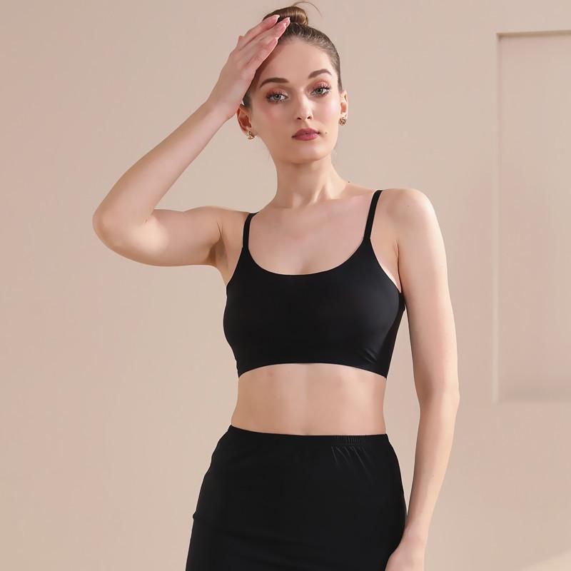 Women Seamless Tube Top Built In Bra Camisole Cooling Rayon Bralette Summer Grip Tape Ultra Thin Ol Ootd Fashion Anti-Exposure