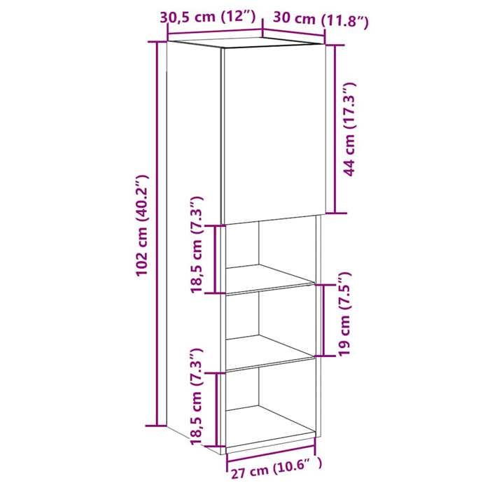 VidaXL Meuble TV avec lumières LED chêne artisanal 30,5x30x102 cm, support TV, armoire média, console TV, meuble HiFi, 857678