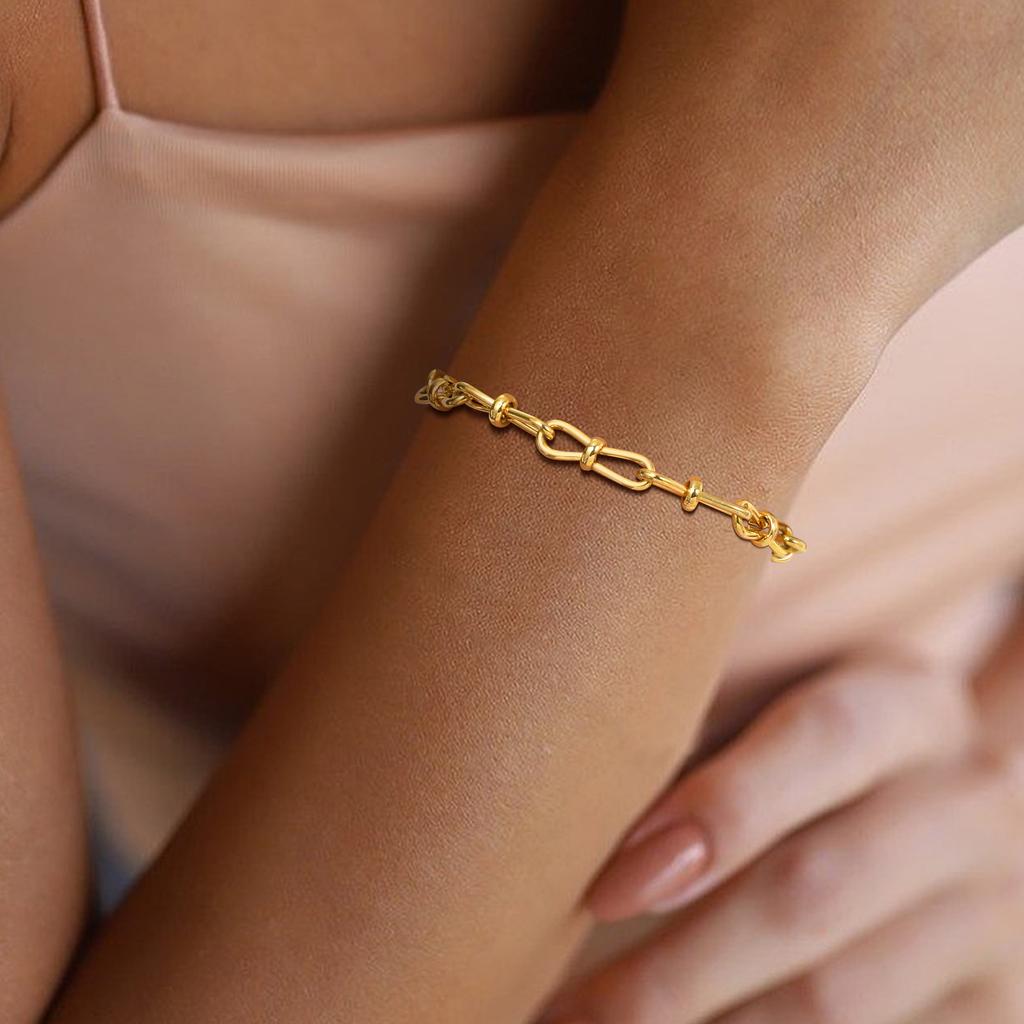 Stainless Steel Jewelry Fold Wear Colourfast Simple 18K Gold Color Horseshoe Buckle U Shape Luxury Bracelet For Woman Party