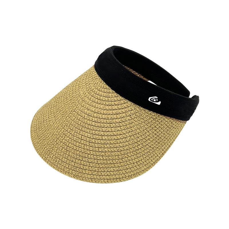 Summer Empty Top Sunscreen Hat Women's Outdoor Large Brim Empty Top Hat Men's UPF50 + Headband Sunshade Empty Top Straw Hat