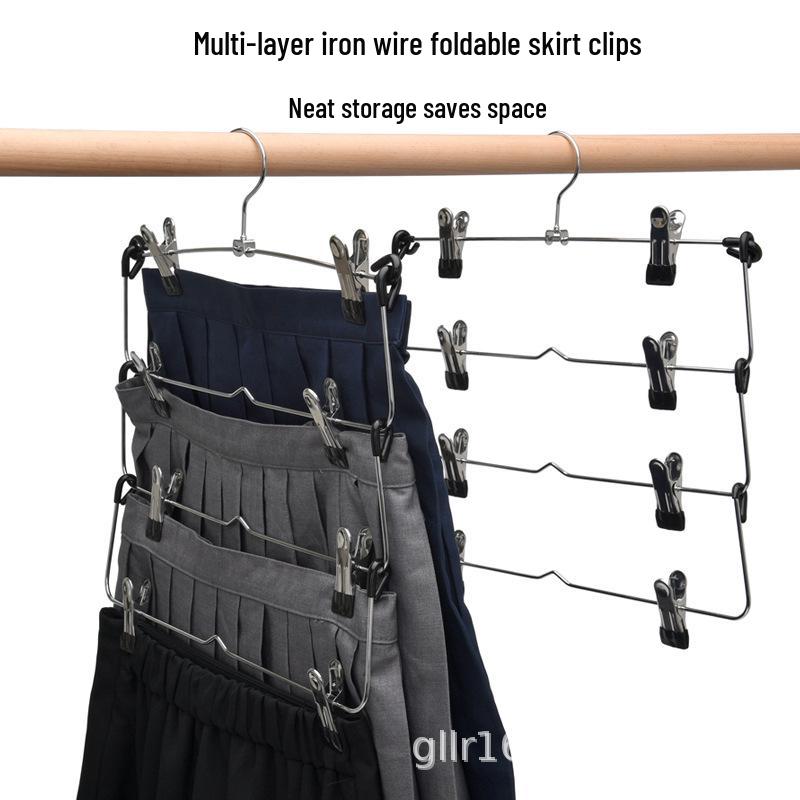 

Многослойная складная вешалка для брюк: Волшебная вешалка для брюк, не оставляющая следов, для хранения в гардеробе Foldable 4-layer Rack with Reverse Hook [Silver]