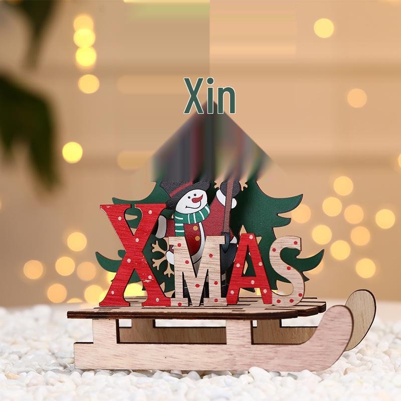 Creative Hand-Painted Cartoon Wooden Sleigh Ornament - DIY Christmas Assembly Decoration