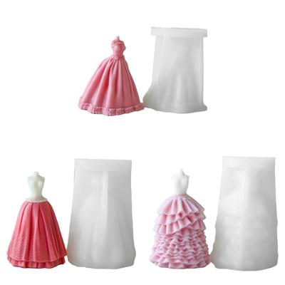 Bridal Wedding Dress Silicone Mold for Crafting Soap Evening Skirt Aromatherapys Candle Mould Home Decoration Tool